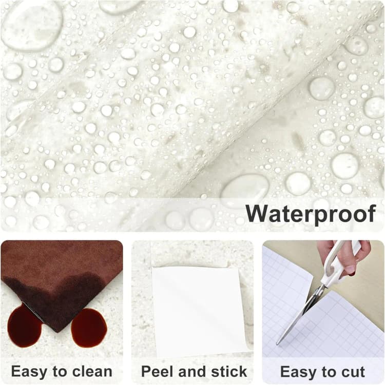 COWINLIFE DECO PVC Gray Marble Sticker Vinyl Self Adhesive Peel and Stick 3d Wallpaper Roll for Furniture Renovation 3d Wall Panel detail 3