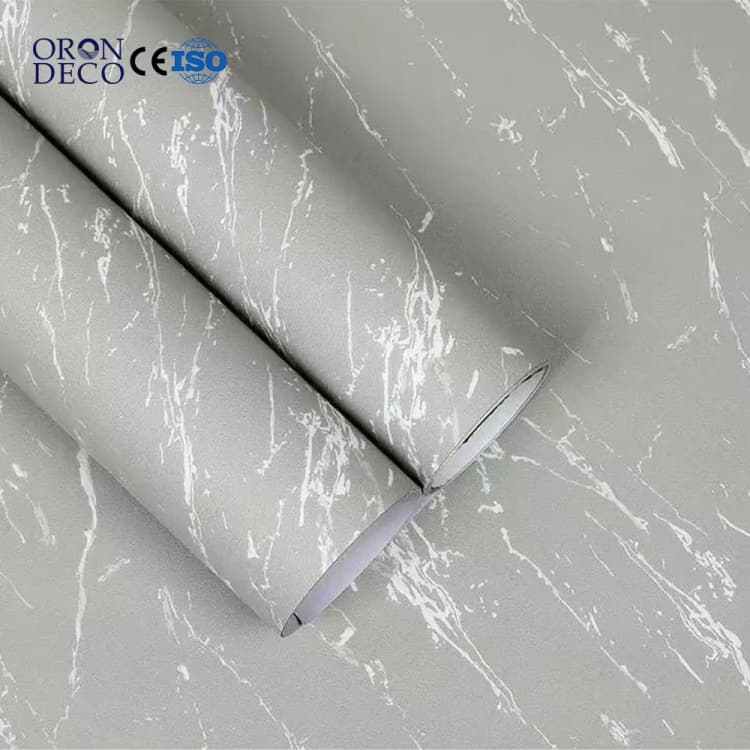 COWINLIFE DECO Matt Grayish-blue Marble Sticker Wall Paper 3d Home Self Adhesive Wallpaper Flooring Home Decoration Marble Wallpaper detail 1