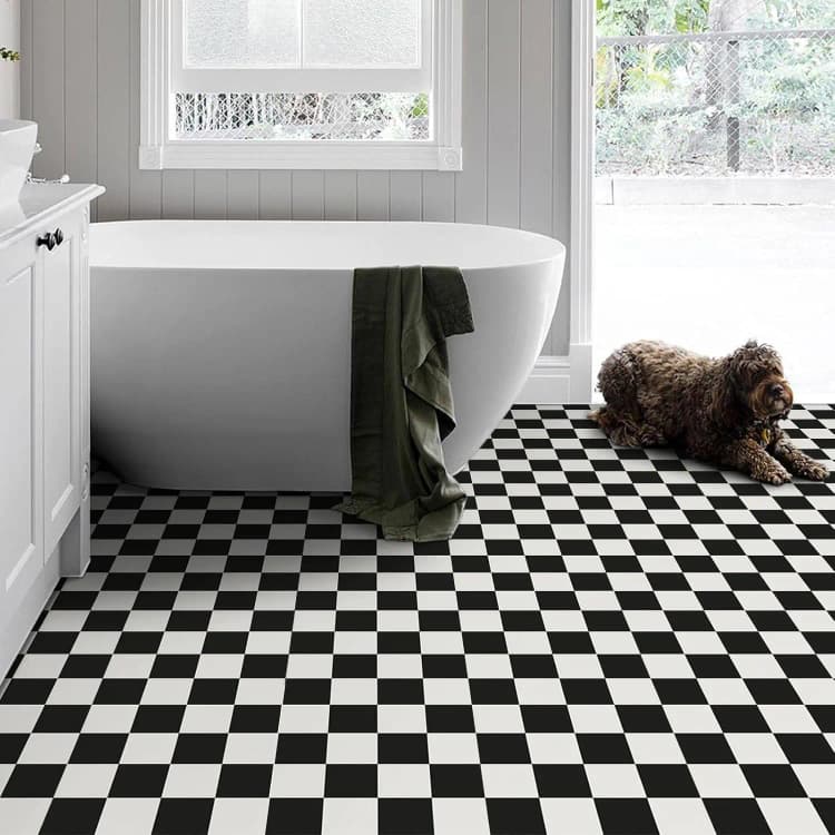 COWINLIFE DECO PVC Wallpaper 3d Plastic Flooring Stickers Black Waterproof Interior Floors Tiles Vinyl Flooring for Home Decor Luxury detail 3