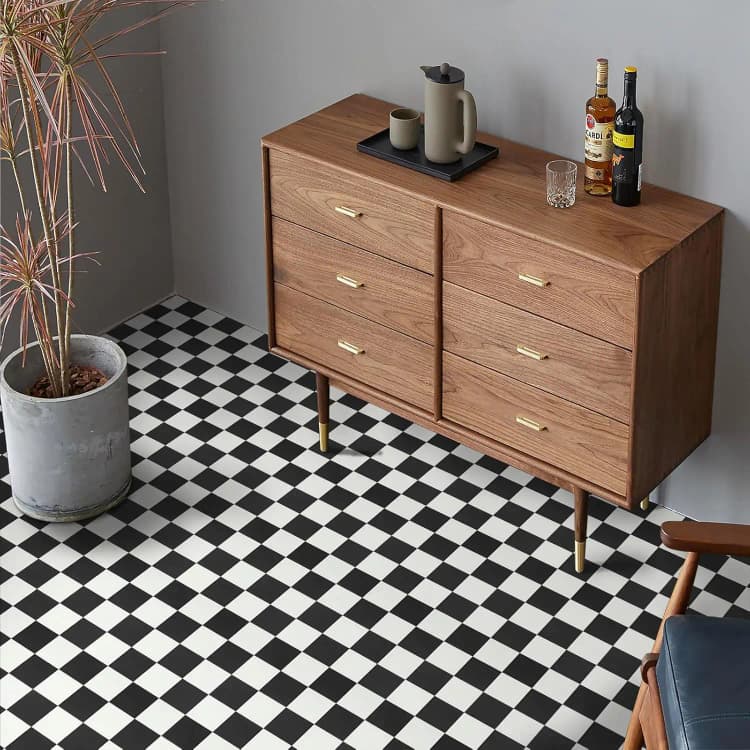 COWINLIFE DECO PVC Wallpaper 3d Plastic Flooring Stickers Black Waterproof Interior Floors Tiles Vinyl Flooring for Home Decor Luxury detail 5