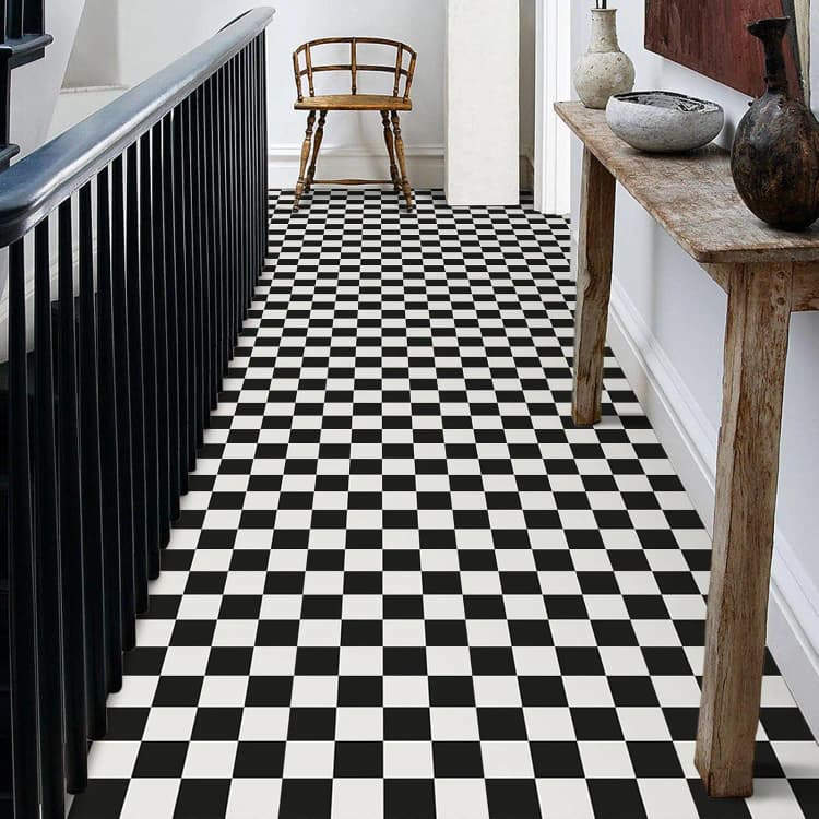 COWINLIFE DECO PVC Wallpaper 3d Plastic Flooring Stickers Black Waterproof Interior Floors Tiles Vinyl Flooring for Home Decor Luxury detail 6
