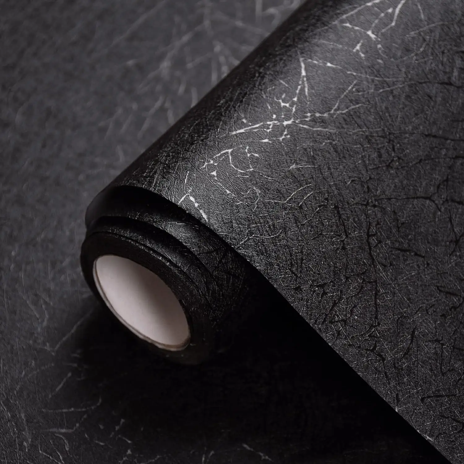 COWINLIFE 3D Embossed Black Textured Wallpaper Peel and Stick Self Adhesive Vinyl Silk Wallpaper for Wall Decoration