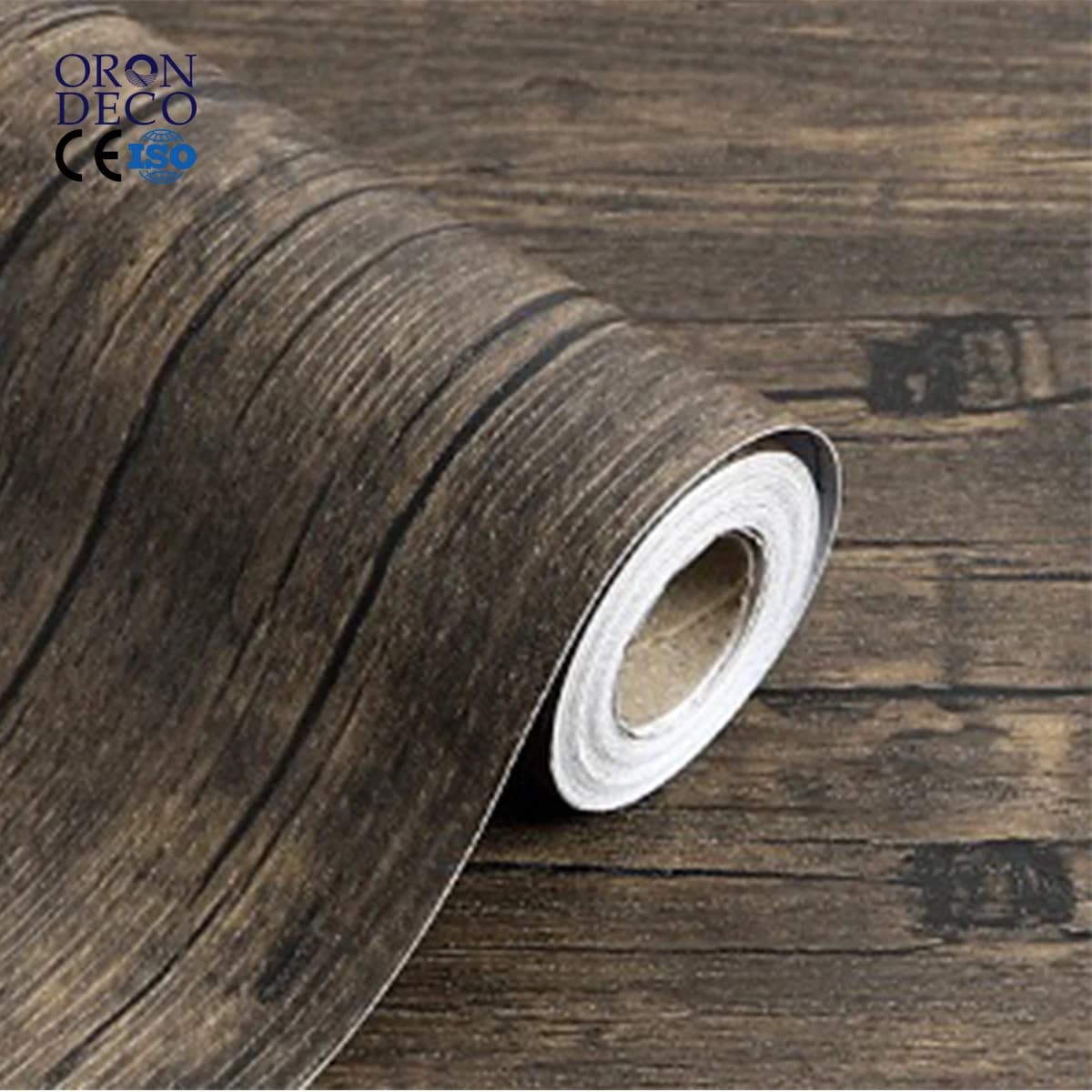 COWINLIFE DECO Self-Adhesive Thickened Wood Grain Wallpaper Roll Home Decor Furniture Table Wall Decor Peel Stick Wallpapers Stickers