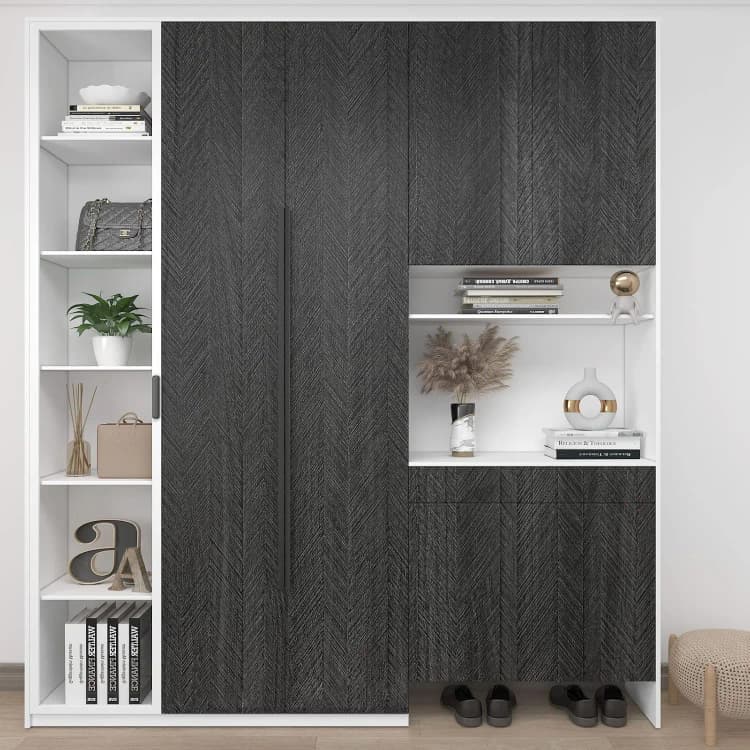 COWINLIFE DECO Peel & Stick Wallpapers Wall Covering Factory Black PVC Wood Wallpaper Grain 3d Wall Paper Wall Stickers Home Decor detail 3
