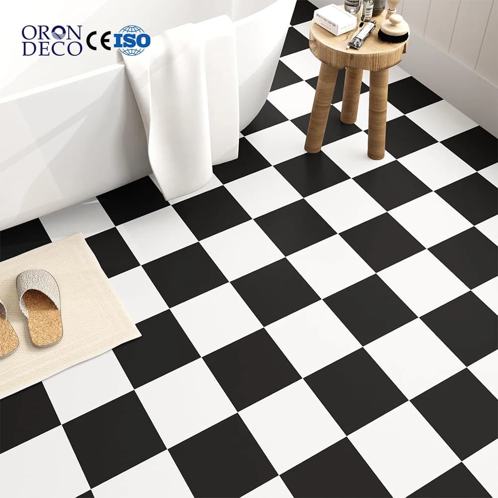 COWINLIFE DECO PVC 3d Wallpaper Floors Tiles Plastic Flooring Self Adhesive Stickers Black White Vinyl Flooring Home Decor Luxury
