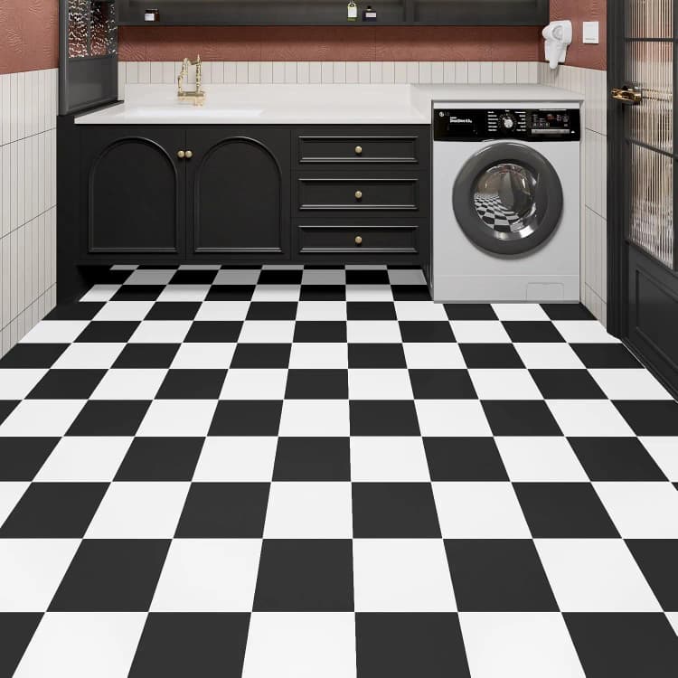 COWINLIFE DECO PVC 3d Wallpaper Floors Tiles Plastic Flooring Self Adhesive Stickers Black White Vinyl Flooring Home Decor Luxury detail 2