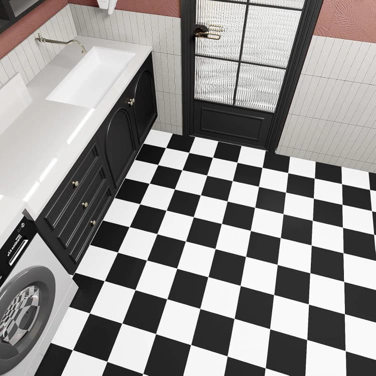 COWINLIFE DECO PVC 3d Wallpaper Floors Tiles Plastic Flooring Self Adhesive Stickers Black White Vinyl Flooring Home Decor Luxury detail 4