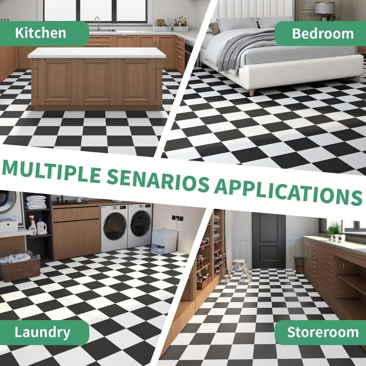 COWINLIFE DECO PVC 3d Wallpaper Floors Tiles Plastic Flooring Self Adhesive Stickers Black White Vinyl Flooring Home Decor Luxury detail 5