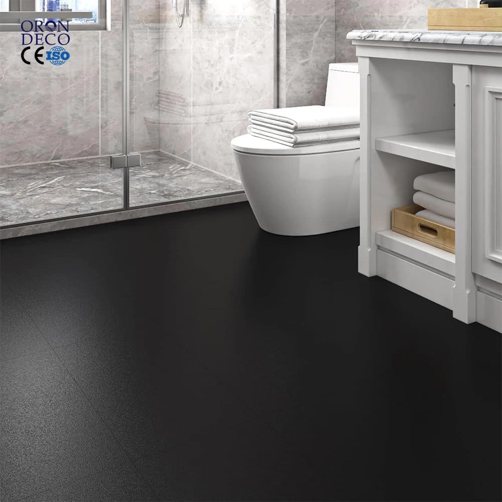 COWINLIFE Factory Wholesale Waterproof Materials Protect the Floor Covering Floor Decor for Bedroom Black PVC Flooring Self Adhesive
