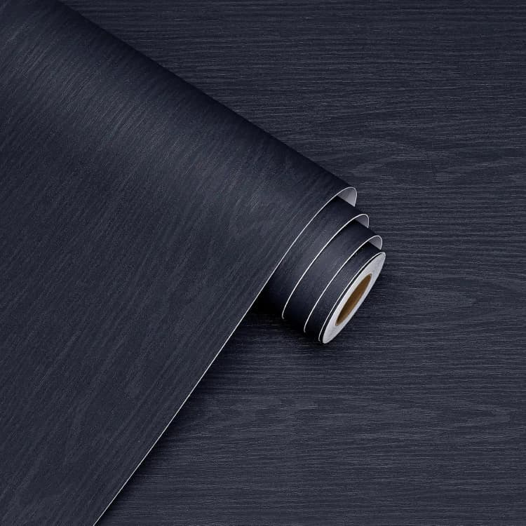 COWINLIFE DECO Black Wood Grain Waterproof Wallpaper Self-Adhesive PVC Peel and Stick Rolls for Luxury Kitchen Countertop Furniture detail 1