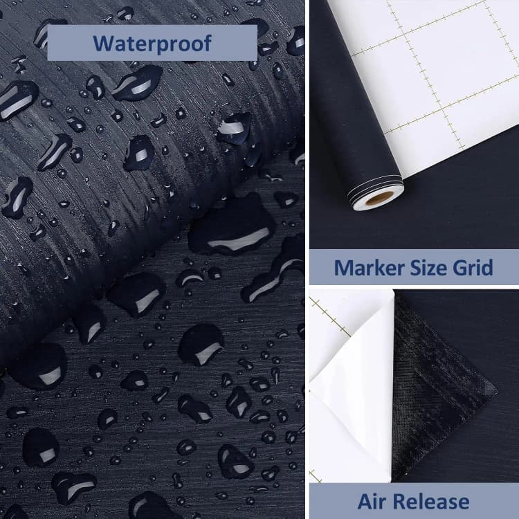 COWINLIFE DECO Black Wood Grain Waterproof Wallpaper Self-Adhesive PVC Peel and Stick Rolls for Luxury Kitchen Countertop Furniture detail 6