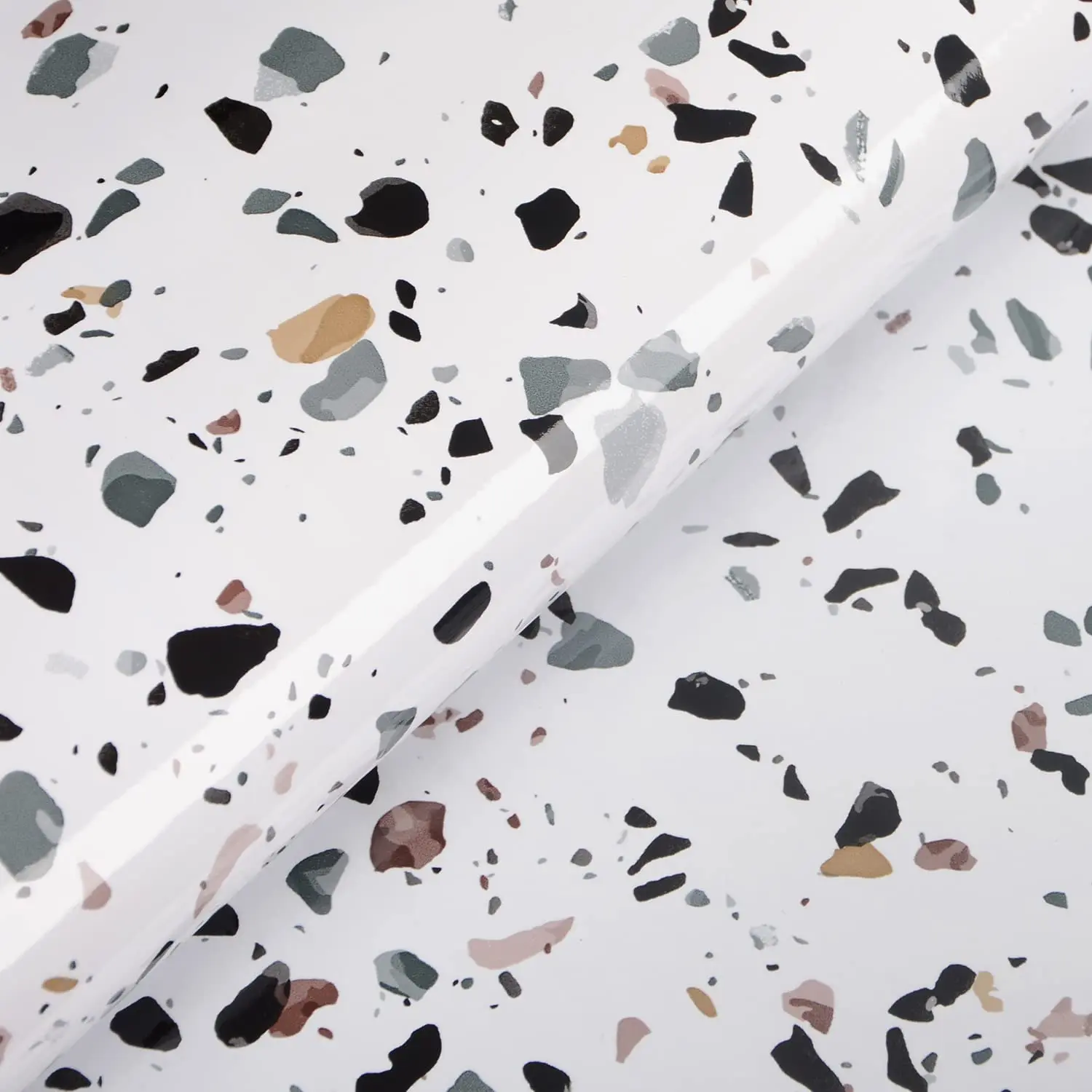 White Marble Granite Countertop Contact Paper Waterproof Vinyl Terrazzo Wallpaper Peel and Stick Kitchen Counter Wall Paper Roll