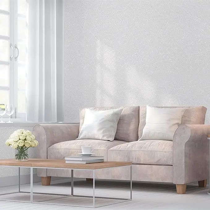 COWINLIFE Embossed White Textured Wallpaper Peel and Stick Self Adhesive Vinyl Silk Wallpaper for Wall Decoration 23.5 Inch X117inch detail 4