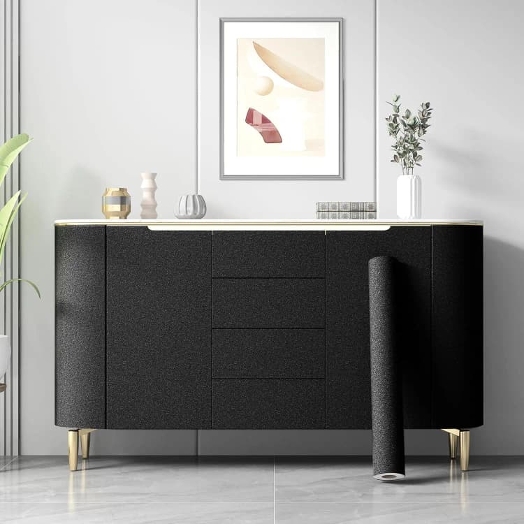 COWINLIFE DECO Solid Colour Wallpaper Rolls 23.5 Inch X196.7inch Self Adhesive Peel Stick Modern Cheap Black Textured Wallpaper Home detail 2