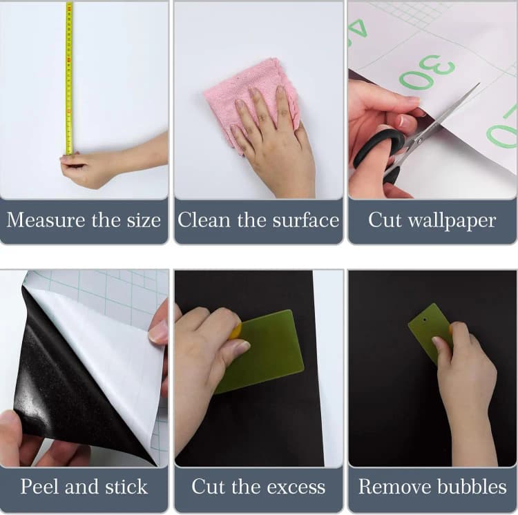 COWINLIFE DECO Solid Colour Wallpaper Rolls 23.5 Inch X196.7inch Self Adhesive Peel Stick Modern Cheap Black Textured Wallpaper Home detail 6