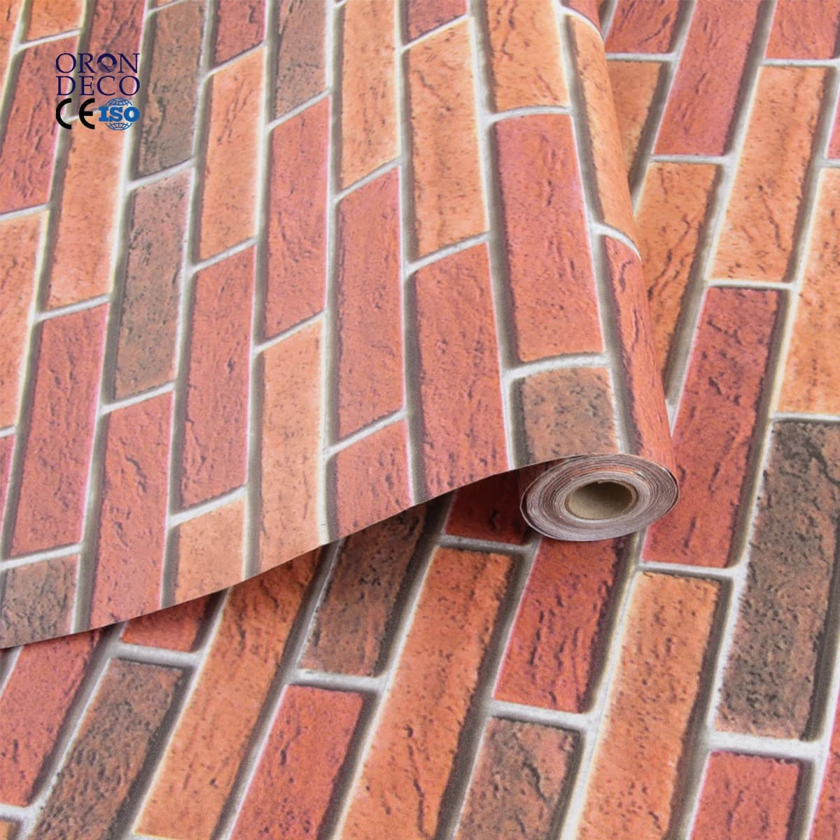 COWINLIFE DECO Self-adhesive Vinyl Pvc Wallpaper Roll 3d Wall Art Brick Red Peel and Stick Wallpaper Home Decoration Kitchen Sticker