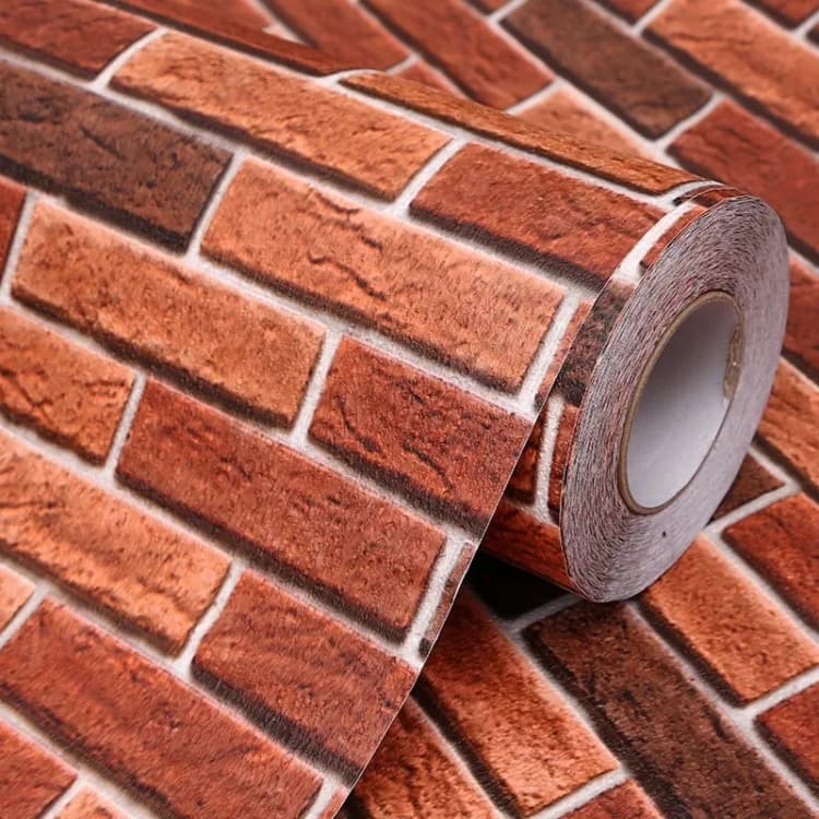 COWINLIFE DECO Self-adhesive Vinyl Pvc Wallpaper Roll 3d Wall Art Brick Red Peel and Stick Wallpaper Home Decoration Kitchen Sticker detail 7
