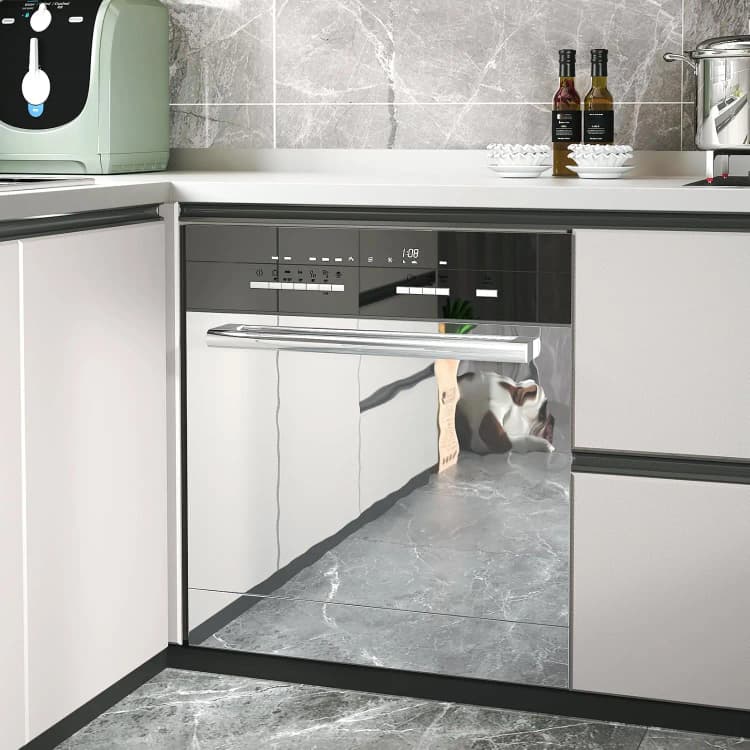 COWINLIFE DECO Silver Furniture Foil Smooth Silver Metallic Mirror Pvc Self Adhesive Wallpaper 3d Wall Paper Vinyl Decorative Kitchen detail 5