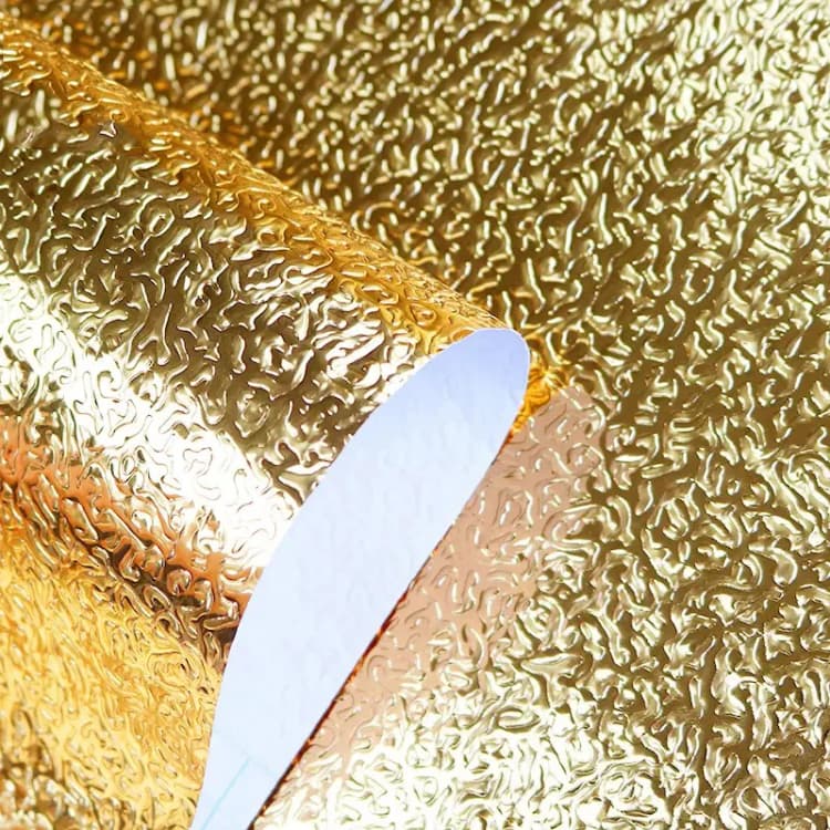 COWINLIFE DECO Silver Furniture Foil Texture PVC Interior Design Aluminum Luxury Easy-Clean Waterproof Cabinet Film Kitchen Wallpaper detail 6