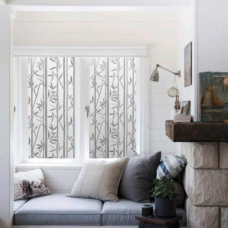 COWINLIFE DECO Bamboo Leaf Scenery Adhesive Paper & Film PVC Tint Window Films Privacy Glass Decorative Vinyl Wrap Wallpaper Rolls detail 5