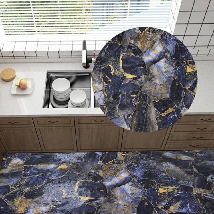 COWINLIFE DECO PVC Waterproof Self Adhesive Floor Tiles Accessories 3d Marble Light Vinyl Flooring for Bathroom Roll Peel and Stick detail 5