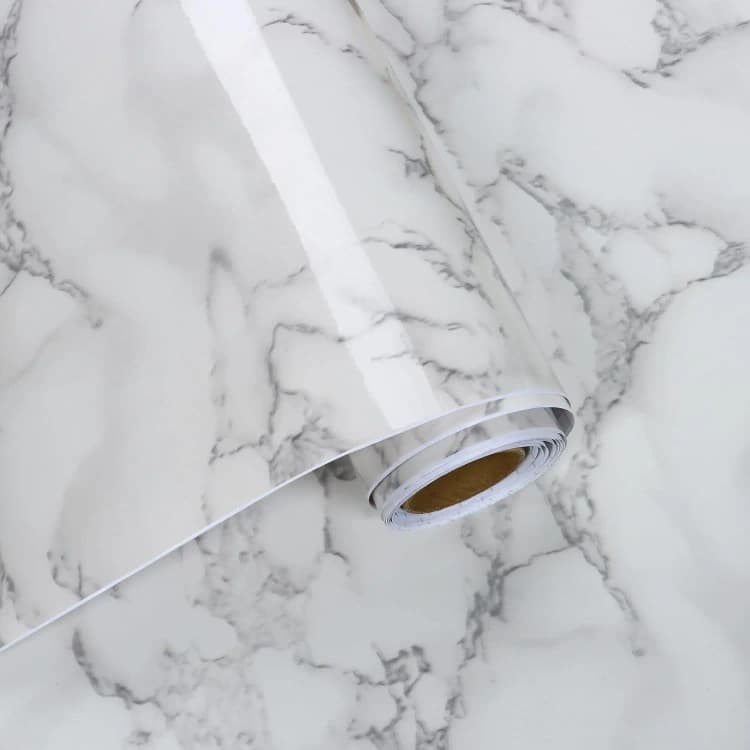 COWINLIFE DECO Marble Contact Paper for Kitchen Glossy Self Adhesive Grey Wallpaper Peel and Stick Waterproof Marble Paper Sticker detail 1