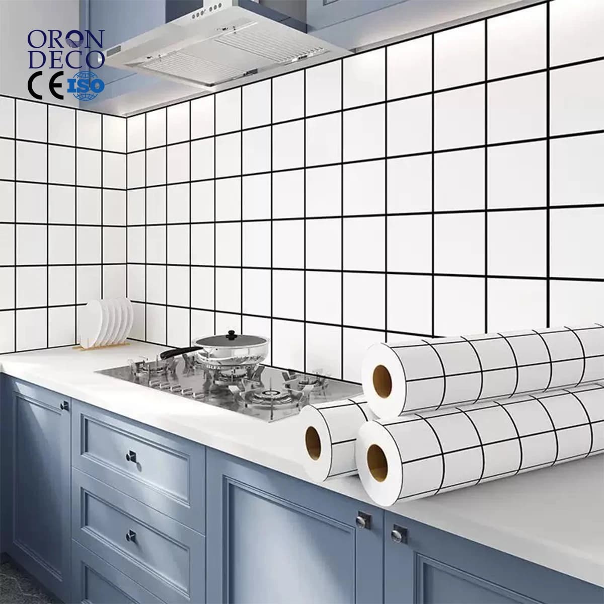 COWINLIFE DECO Classic Style Kitchen Backsplash Peel and Stick Tiles Sticker Ceiling Wallpaper Decoration Self-Adhesive Coffee Table