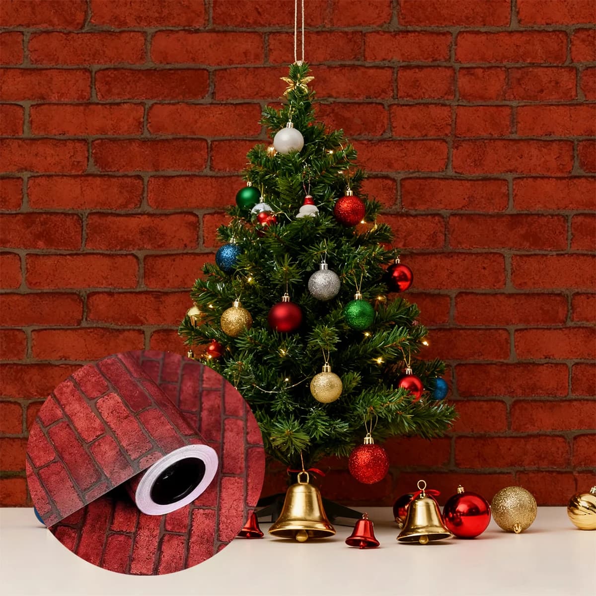 Rolls Wall Panels Paper Christmas Wallpaper 3D Brick Wall Home Decoration Self Adhesive Kitchen Backsplash Peel and Stick Tiles