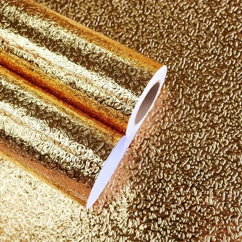 COWINLIFE DECO Oil-proof Waterproof Stickers Self Adhesive Gold Furniture Foil Wall Sticker DIY Wallpaper for Kitchen Wholesale