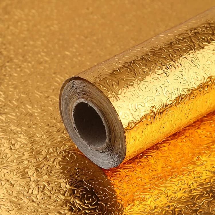 COWINLIFE DECO Oil-proof Waterproof Stickers Self Adhesive Gold Furniture Foil Wall Sticker DIY Wallpaper for Kitchen Wholesale detail 7