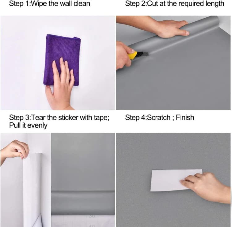 COWINLIFE DECO Matte Light Gray Wallpaper Peel and Stick Solid Colour Wall Sticker Waterproof Self Adhesive Wall Paper for Home detail 6