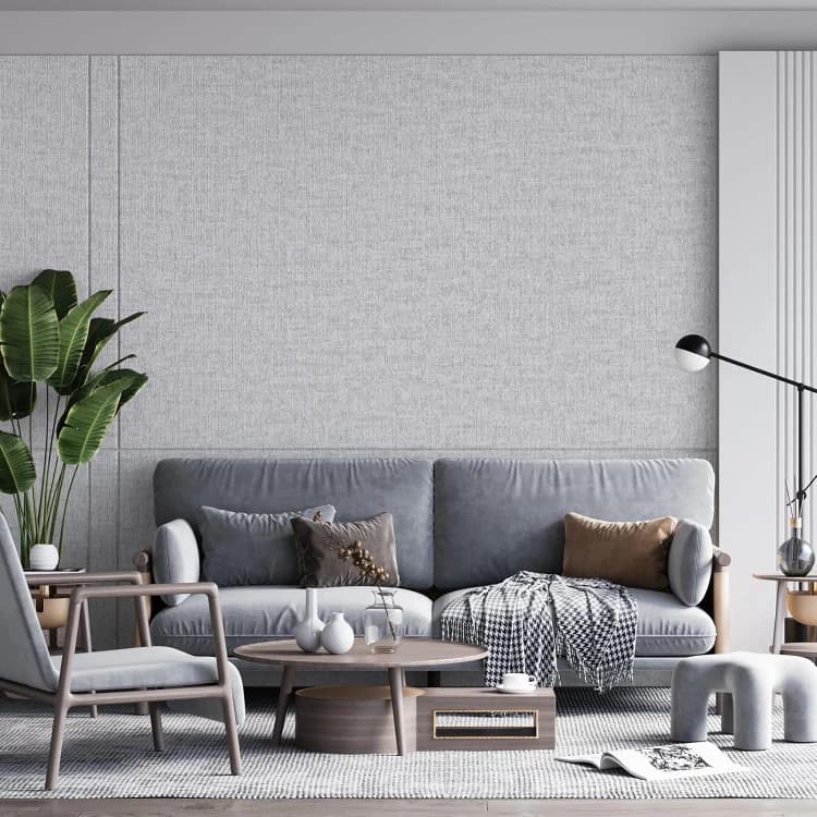 COWINLIFE DECO Grey Grasscloth Peel and Stick Wallpaper Faux Linen Removable Self Adhesive Vinyl Wallpaper for Bedroom Wall Covering detail 5