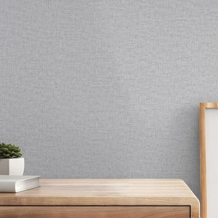 COWINLIFE DECO Grey Grasscloth Peel and Stick Wallpaper Faux Linen Removable Self Adhesive Vinyl Wallpaper for Bedroom Wall Covering detail 6
