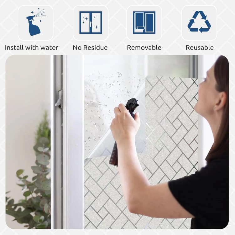 COWINLIFE DECO Frosted Glass Window Privacy Film Decorative Removable Static Cling Sticker Self Adhesive Vinyl for Home Decoration detail 2
