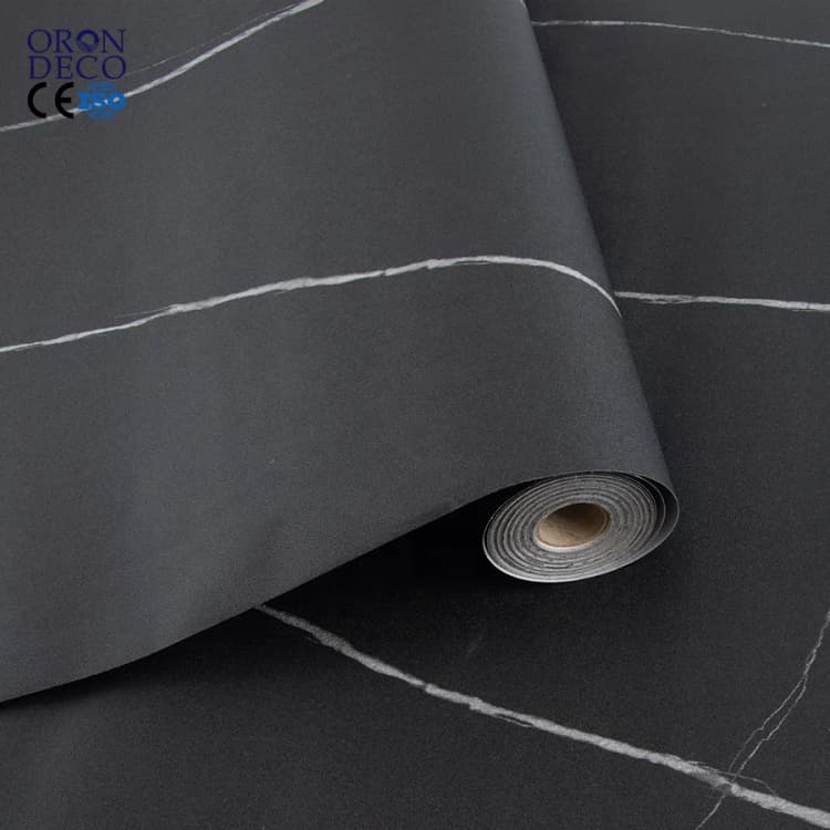COWINLIFE DECO Matte Black Silver Vinyl Marble Sticker Peel and Stick Wallpaper Self Adhesive Wall Paper Furniture Renovation detail 1