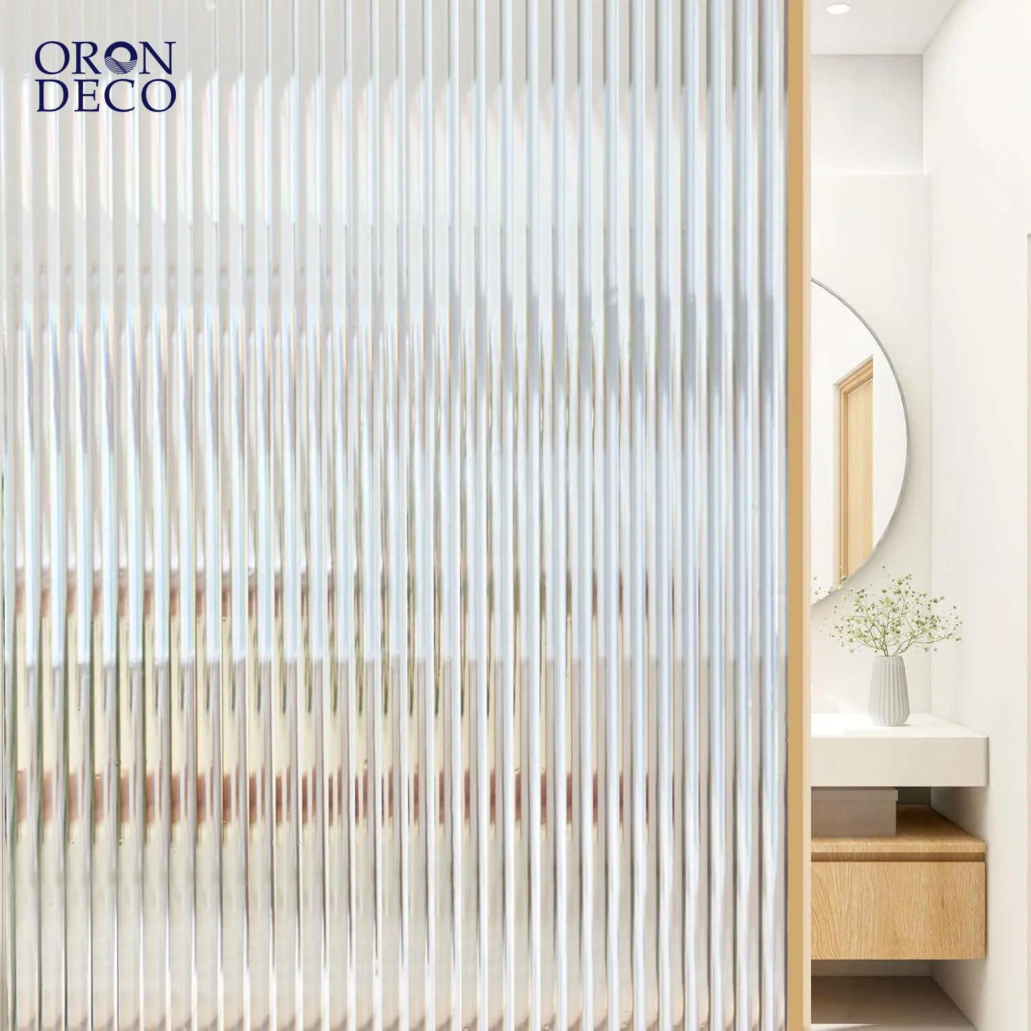 COWINLIFE DECO Window Privacy Film Stickers Frosted Glass Cling 3D Coverings with UV Blocking Self-Adhesive Privacy Film for windows