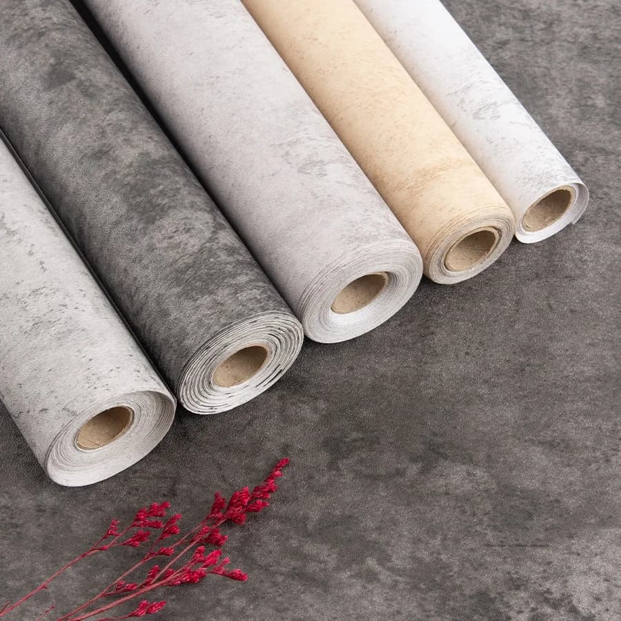 COWINLIFE DECO Natural Waterproof Peel and Stick Textured Wallpaper PVC Self-Adhesive Cement Wallpaper Rolls for Home Decoration