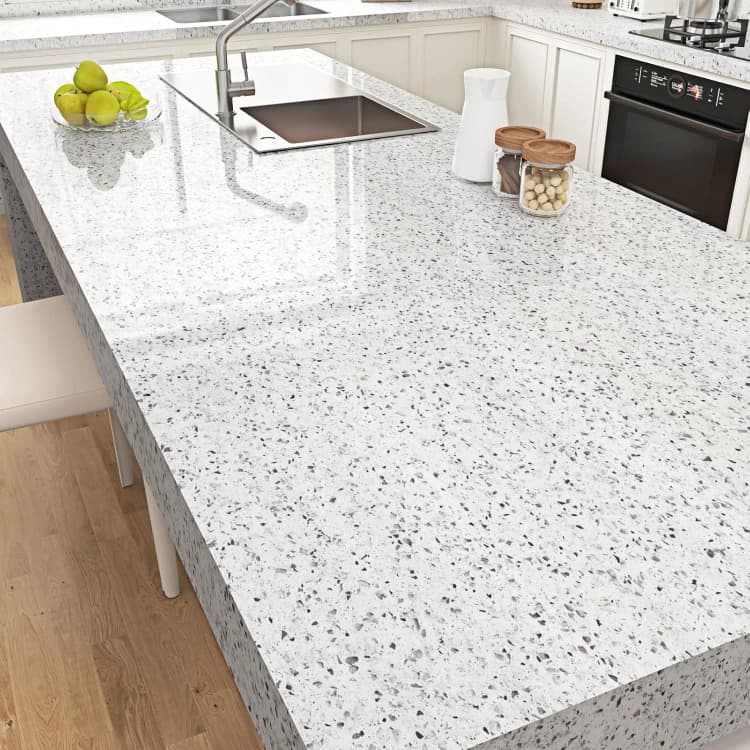 COWINLIFE DECO Glossy Vinyl Marble Sticker Peel and Stick Wallpaper Granite White Waterproof Self-Adhesive Wallpaper for Kitchen detail 4