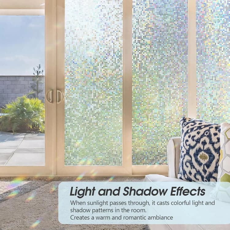 COWINLIFE DECO Window Privacy Film Mosaic Glass Door Privacy Film Stained Cling 3D Decorative Window Sticker Self-Adhesive Vinyl Film detail 4