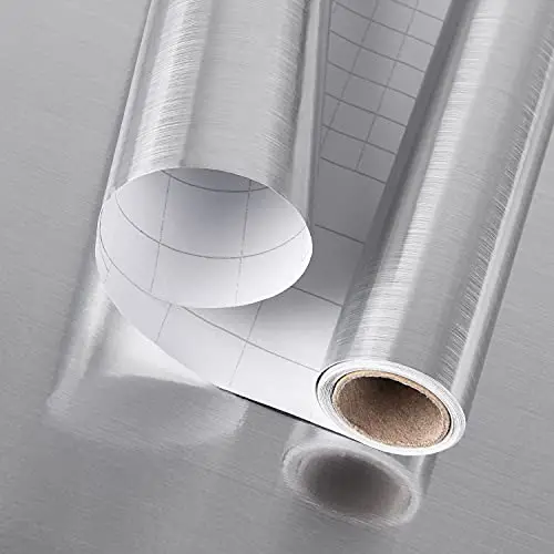 Peel and Stick Wall Paper Rolls Wallpaper Stainless Metallic Silver Wall Papers Decor Wallpaper Wall Bedroom detail 1