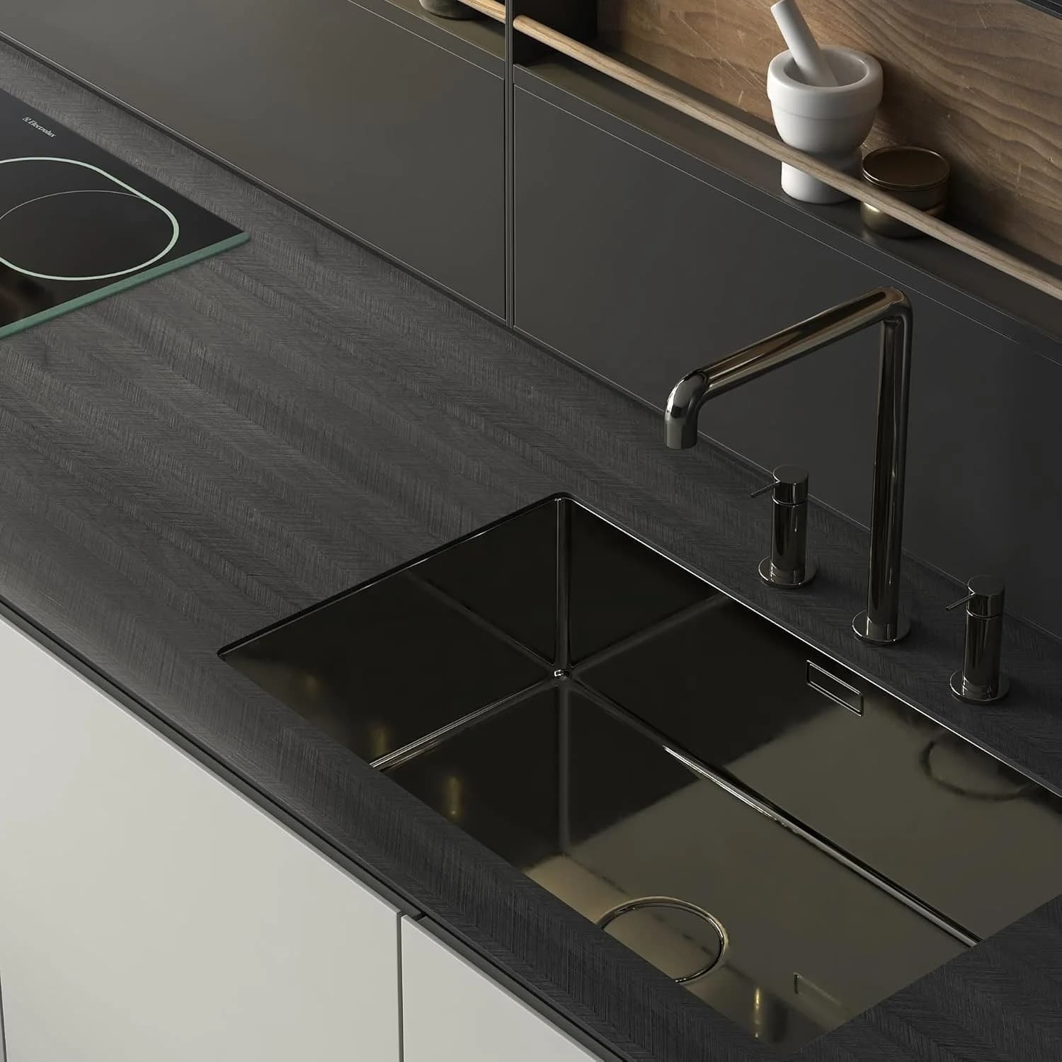 COWINLIFE DECO Black Peel and Stick Kitchen Wall Sticker Waterproof Wood Grain Wallpaper PVC Self Adhesive Vinyl Wrap for Countertop