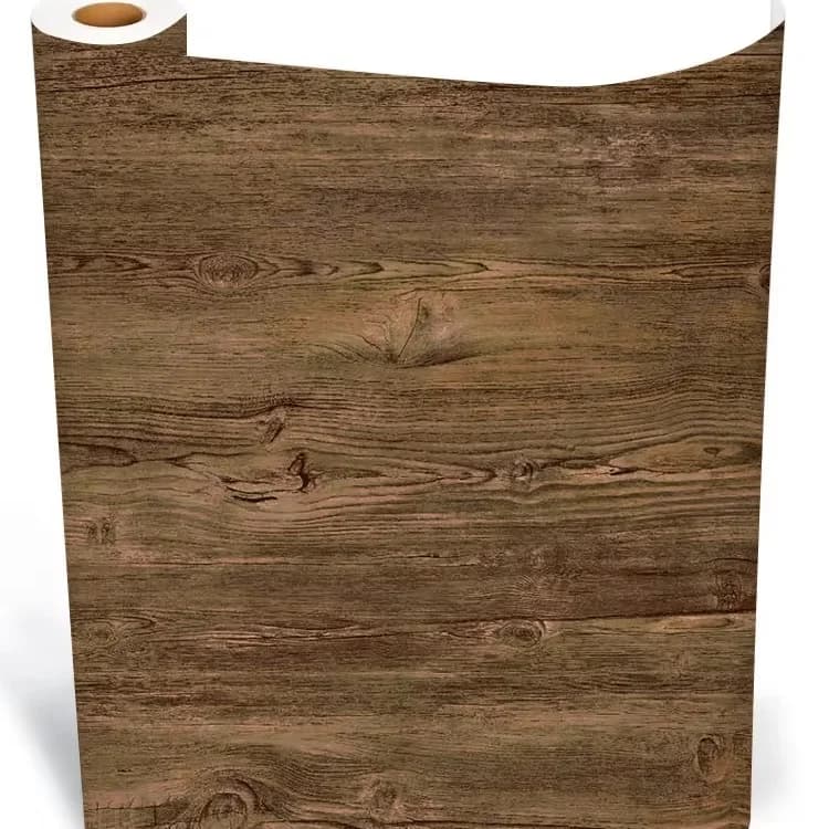 COWINLIFE DECO New Custom Wood Grain Wallpaper Kitchen Wall Sticker PVC Self Adhesive Peel and Stick Wallpaper for Bedroom Furniture detail 1