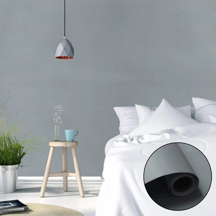 COWINLIFE Matte Waterproof Gray Textured Wallpaper Rolls Self Adhesive Peel and Stick Solid Wallpaper for Wall 23.5 Inch X196.7inch detail 2