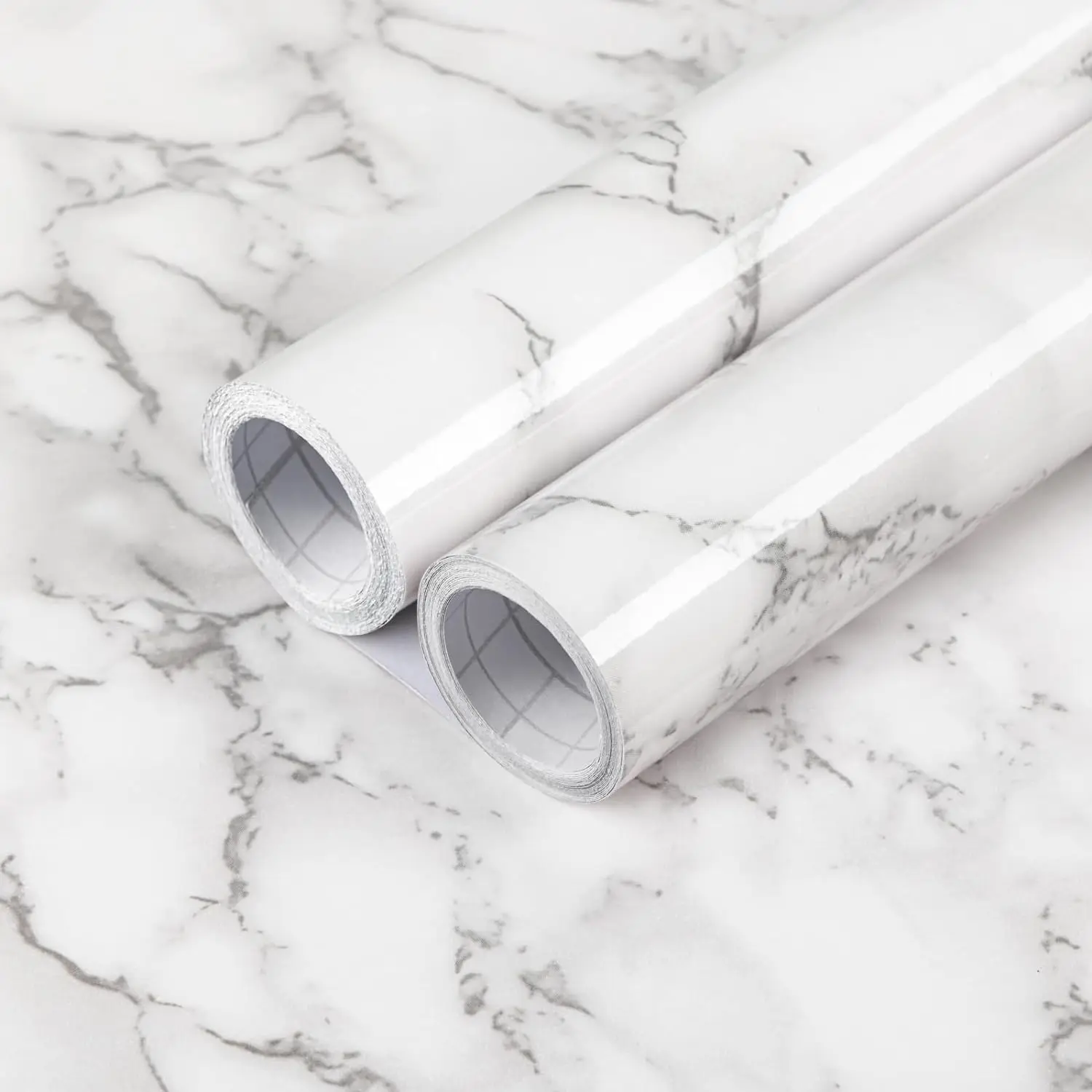 COWINLIFE DECO Waterproof White Peel and Stick Wallpaper PVC Self-Adhesive Vinyl 3D Marble Sticker Wall Paper for Kitchen Cabinets