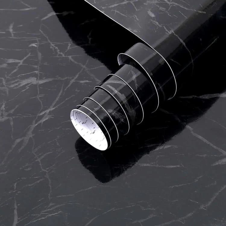 60cm*10m 3D Black PVC Vinyl Marble Wallpaper Sticker Peel and Stick Self Adhesive Waterproof Wallpaper for Kitchen detail 1