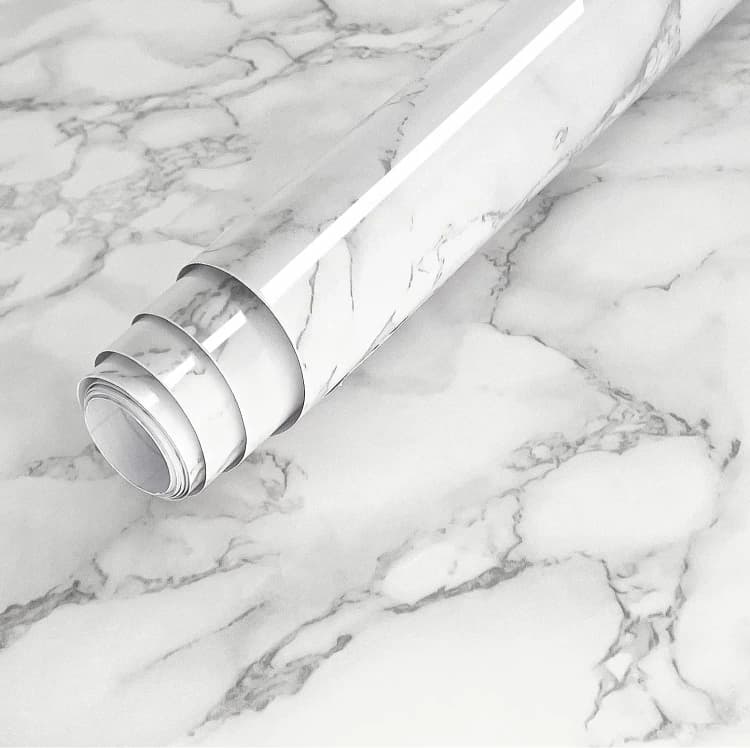 COWINLIFE White Peel and Stick Vinyl Wallpaper PVC Self Adhesive 3D Marble Sticker Wall Paper Rolls for Kitchen Cabinets detail 1