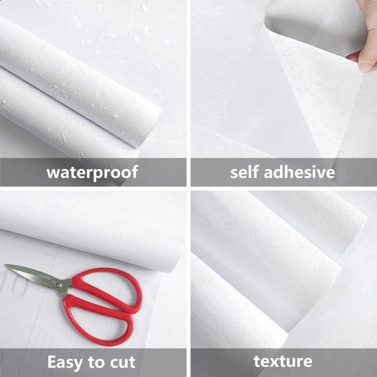 COWINLIFE DECO Low MOQ White Textured Wallpaper Peel and Stick Self Adhesive Vinyl Silk Wall Paper for Home 23.5 Inch X117inch detail 6