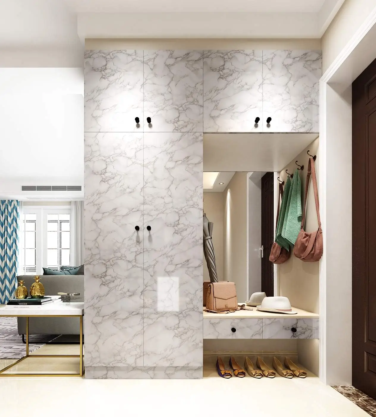 COWINLIFE Modern Vinyl Peel and Stick Wallpaper Self Adhesive PVC Wall Paper Rolls 3D Wall Marble Sticker for Wall Decor