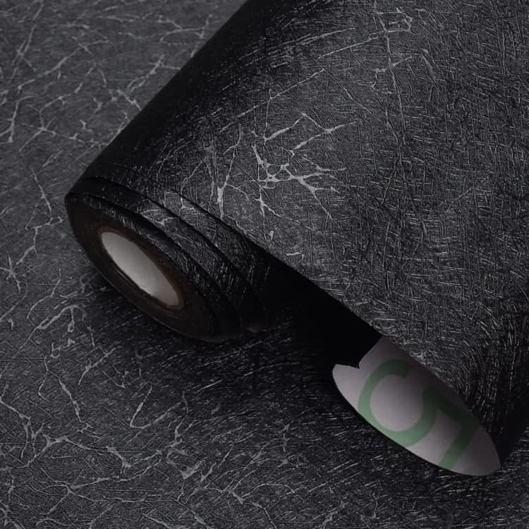 COWINLIFE Black Textured Removable Wallpaper Peel and Stick Self Adhesive Vinyl Fabric Wall Paper Silk for Bedroom Decor detail 1