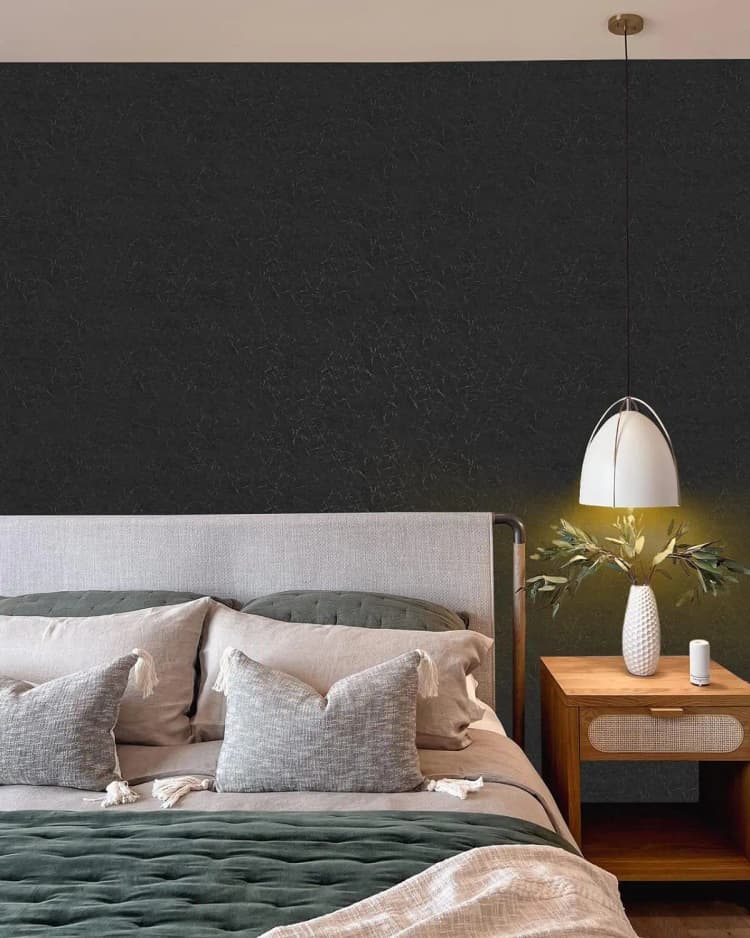 COWINLIFE DIY 3D Embossed Black Textured Wallpaper Peel and Stick Self Adhesive Vinyl Silk Wallpaper for Home Wall detail 1